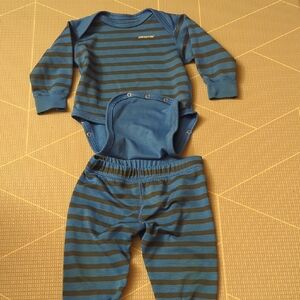 Patagonia Blue Bodysuit One Piece with Stripes